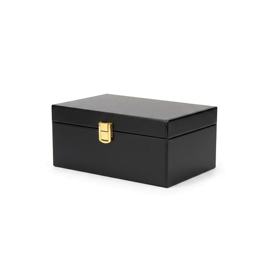 autods-user-store-55018 black leather Faraday box with a gold latch for blocking car key fob signals