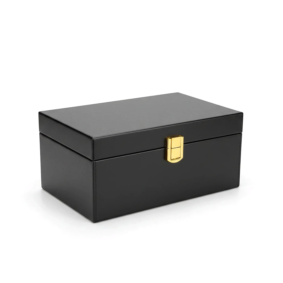 autods-user-store-55018 black leather Faraday box with gold latch for secure car key fob signal blocking